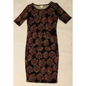 LuLaRoe Julia Dress Women XS Multicolor Floral Stretch Fitted Comfort Career